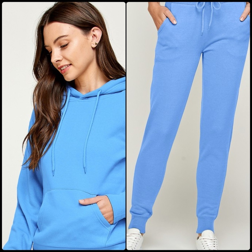 Powder Blue Fleece Pullover Sweatsuit